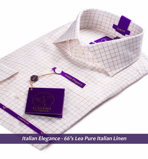 Linen Shirts - Tan Check | Shirts for Men - Limpkin