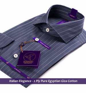 Striped Shirt - Anchor Grey & Beige | Formal Shirts for Men - Limpkin