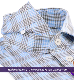 Cleveland- Azure Blue & Pewter Grey Check