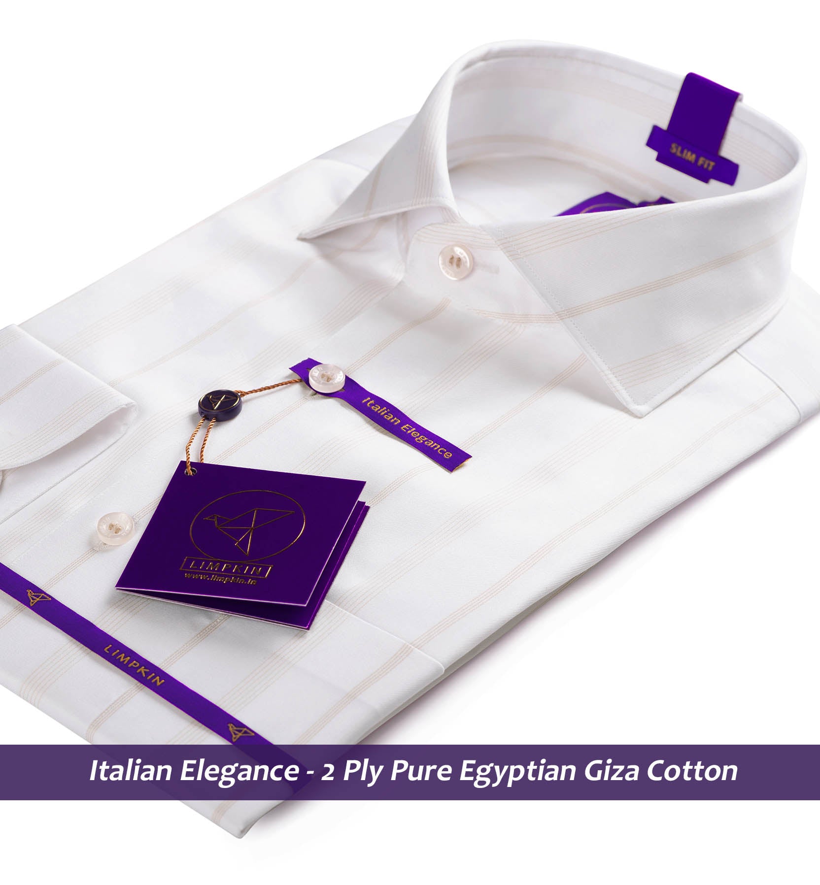 Striped Shirt - Tan & White | Formal Shirts for Men - Limpkin