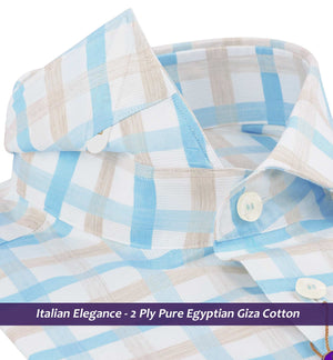 Reggio- Turquoise Blue & Beige Check