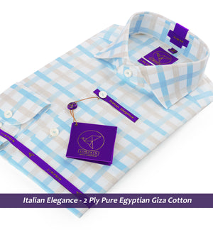 Reggio- Turquoise Blue & Beige Check