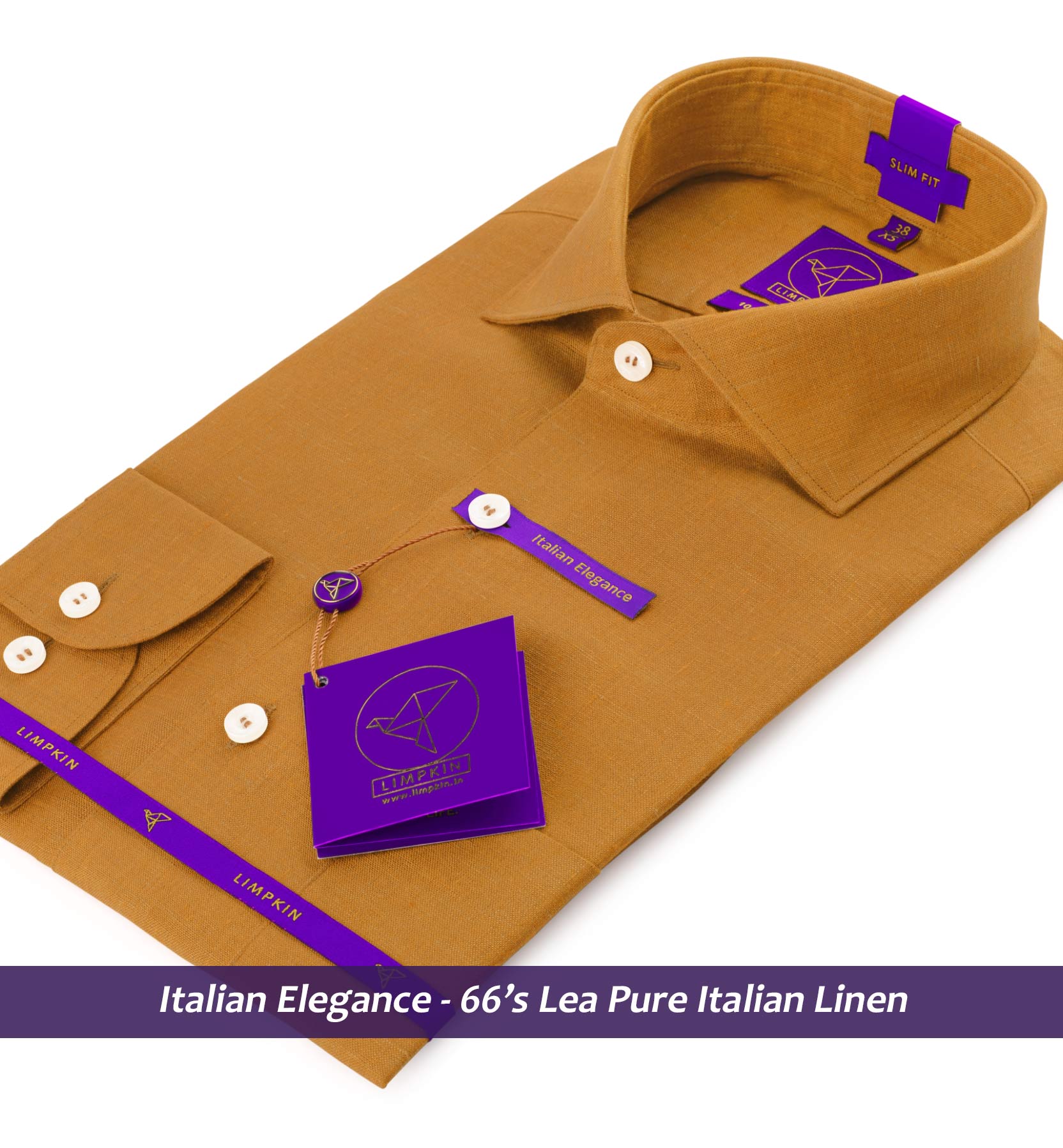 Moscow- Caramel Solid Linen- 66's Lea Pure Italian Linen