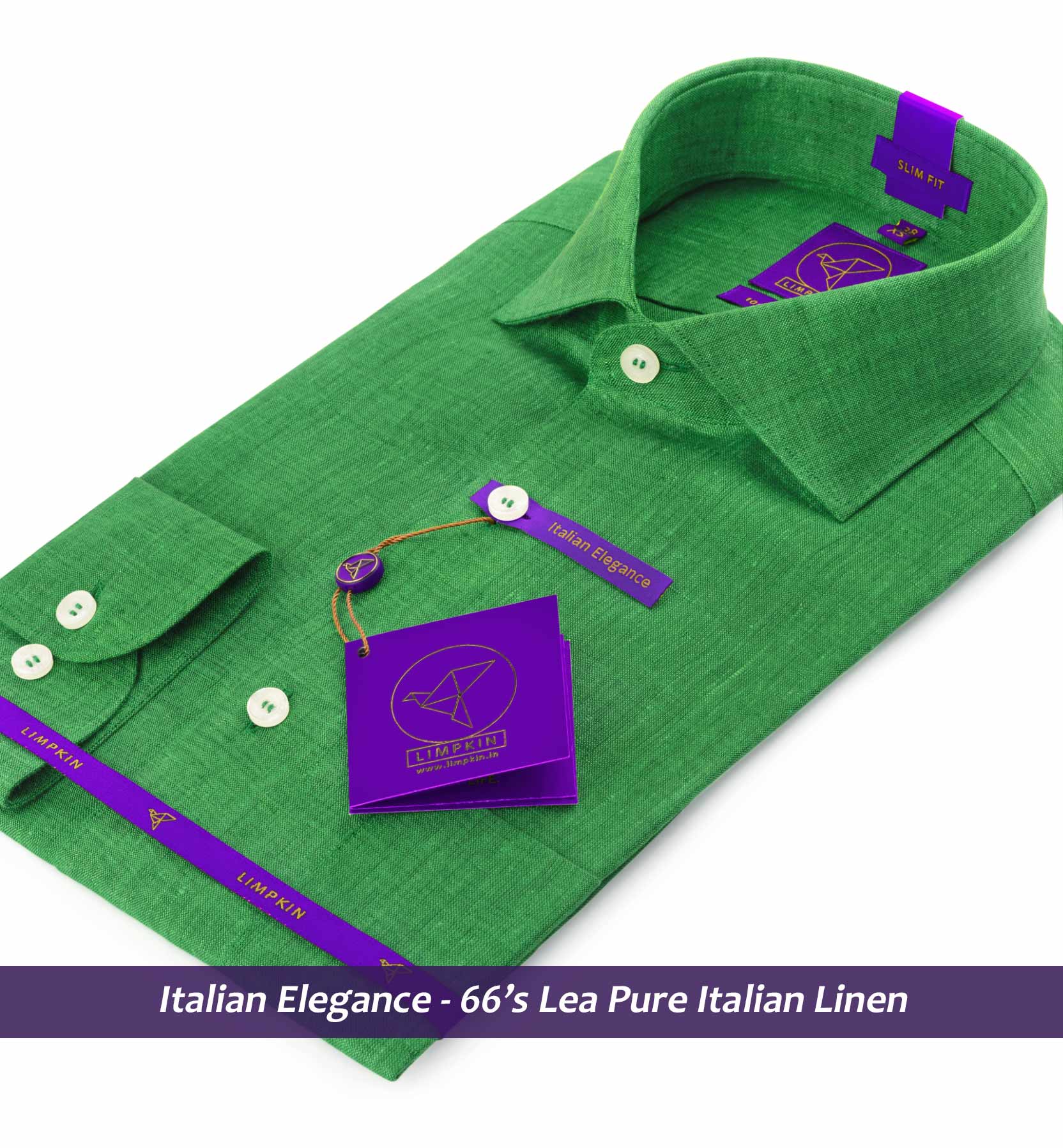 Halden- Parakeet Green Solid Linen- 66's Lea Pure Italian Linen