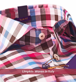Burgundy & Blue Check Shirt-Buy Online Premium Shirts-Italian Elegance