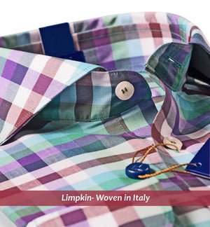 Teal & Purple Check Shirt- Buy Online Premium Shirts- Italian Elegance