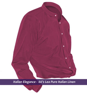 Elmira- Magenta Solid Linen- Mandarin Collar