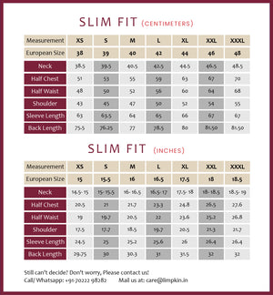 Limpkin- Slim Fit- Measurement Chart