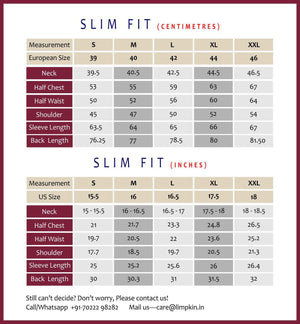 Limpkin- Slim Fit- Measurement Chart