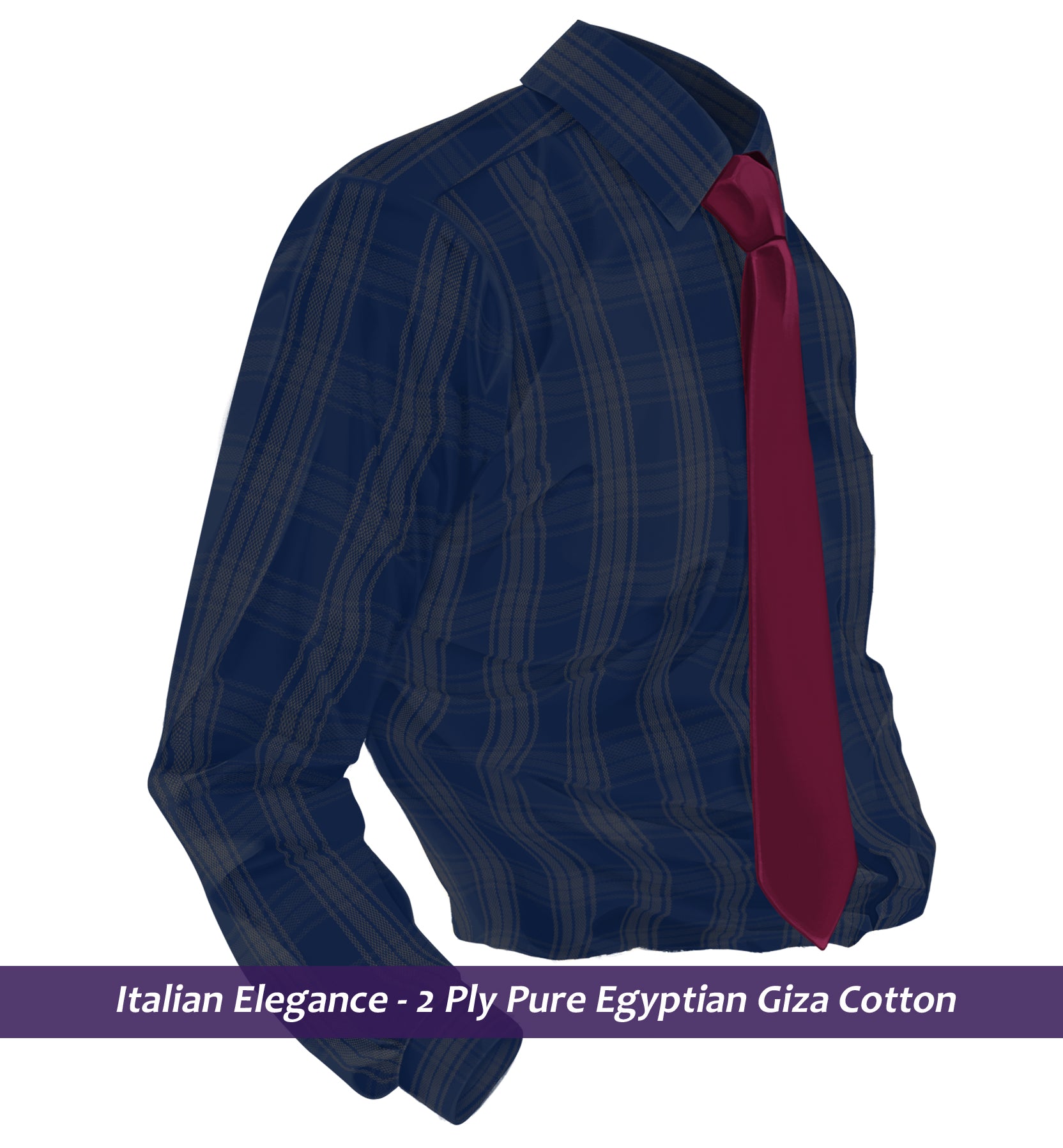Norris- Navy & Beige Check- 2 Ply Egyptian Giza Cotton-   Delivery from 7th May