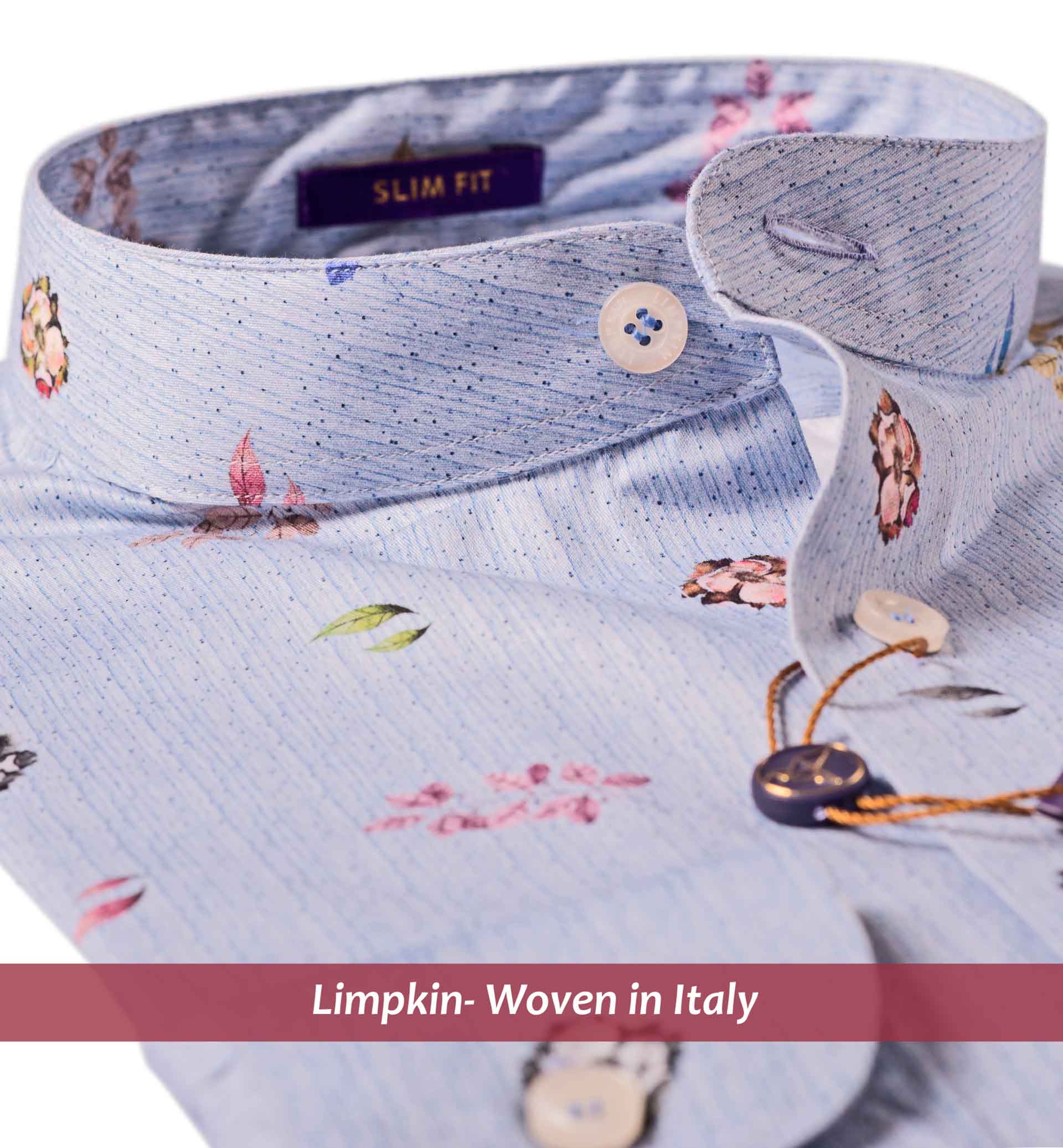 Sirolo- Sky Blue Floral Print- Buy Online Shirts- Italian Elegance