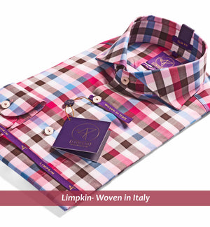 Check Shirt - Burgundy & Blue | Shirts for Men - Limpkin