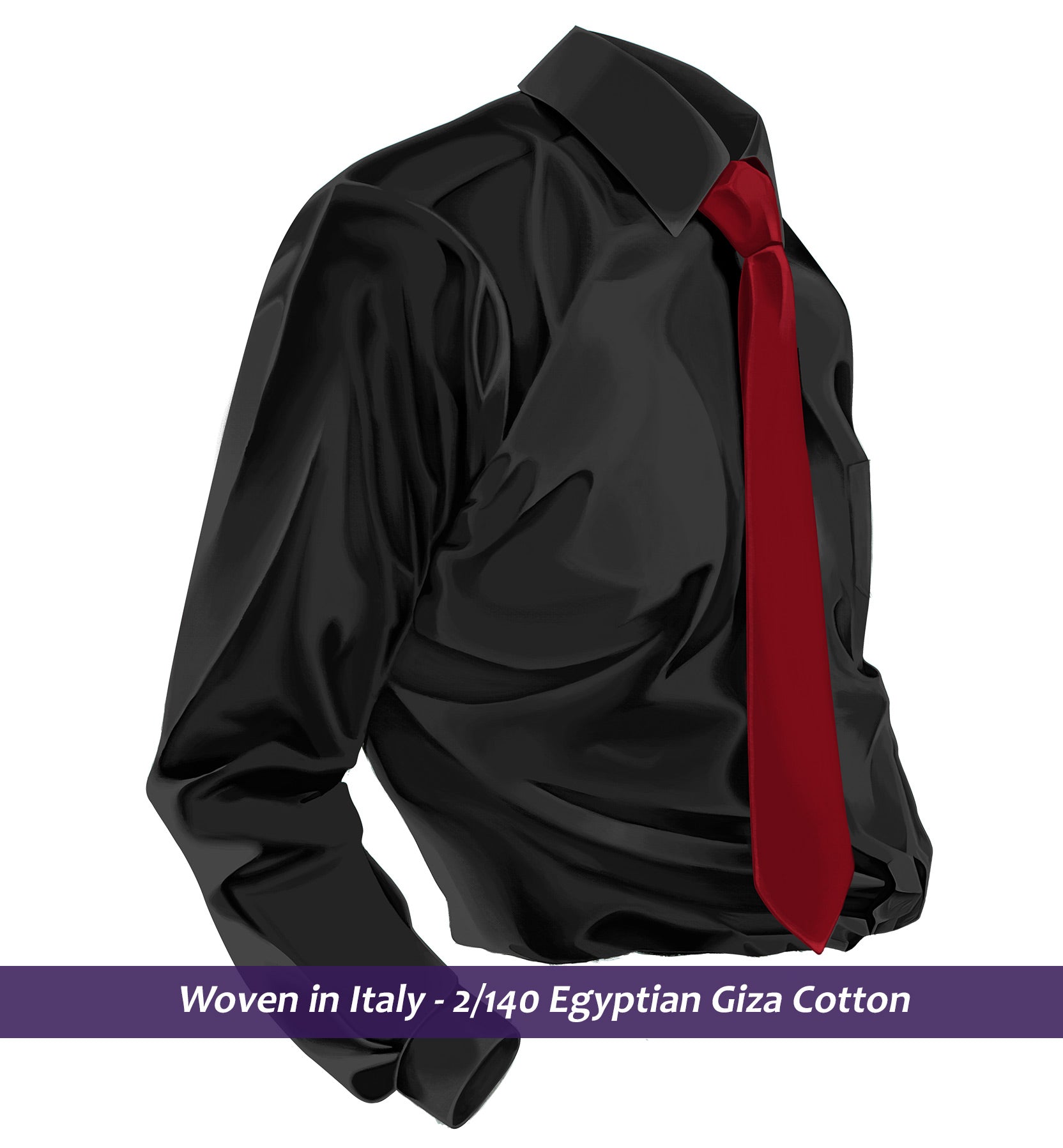 Ascona- The Best Formal Black- 2/140 Egyptian Giza Cotton-  Delivery from 7th May