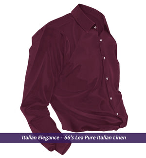 Belgrade- Merlot Red Solid Linen- 66's Lea Pure Luxury Linen