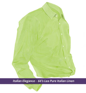 Cardiff- Lime Green Solid Linen- 66's Lea Pure Italian Linen