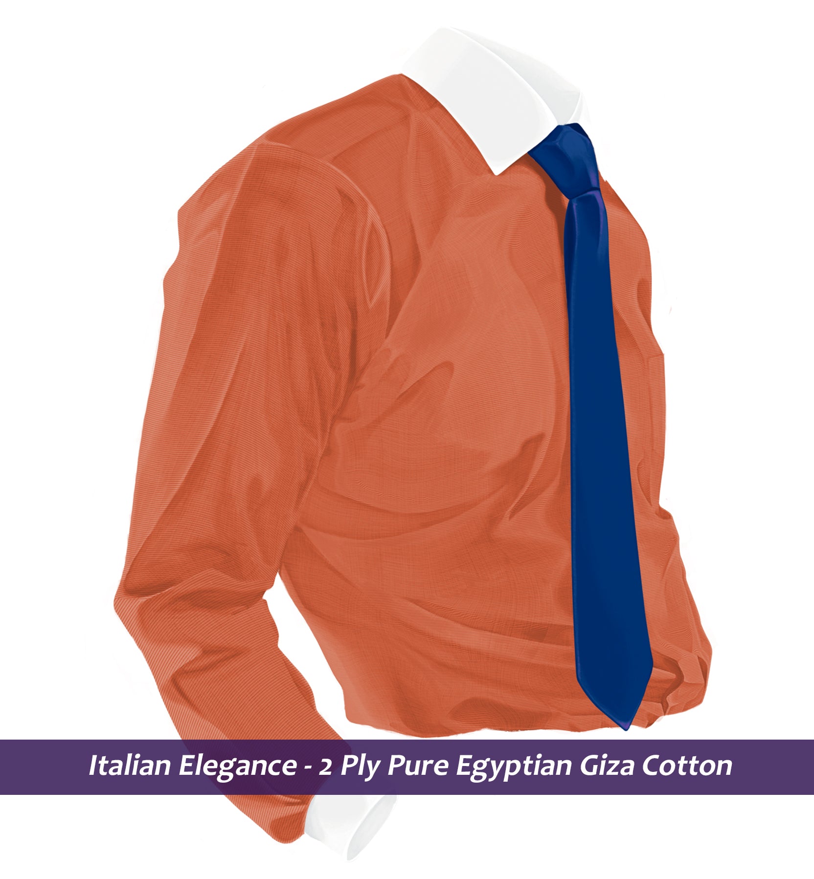 Corinth- Burnt Orange- White Collar- 2 Ply Egyptian Giza Cotton-   Delivery from 7th May