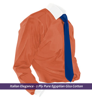 Corinth- Burnt Orange Solid with White Collar- 2 Ply Pure Egyptian Giza Cotton