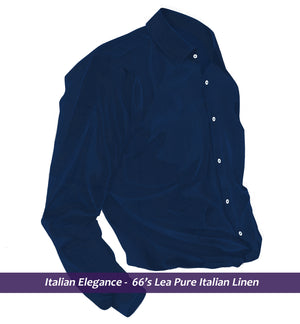 Edison- Navy Solid Linen- 66's Lea Pure Luxury Linen