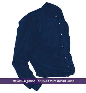 Edison- Best Navy Solid Linen- 66's Lea Pure Italian Linen