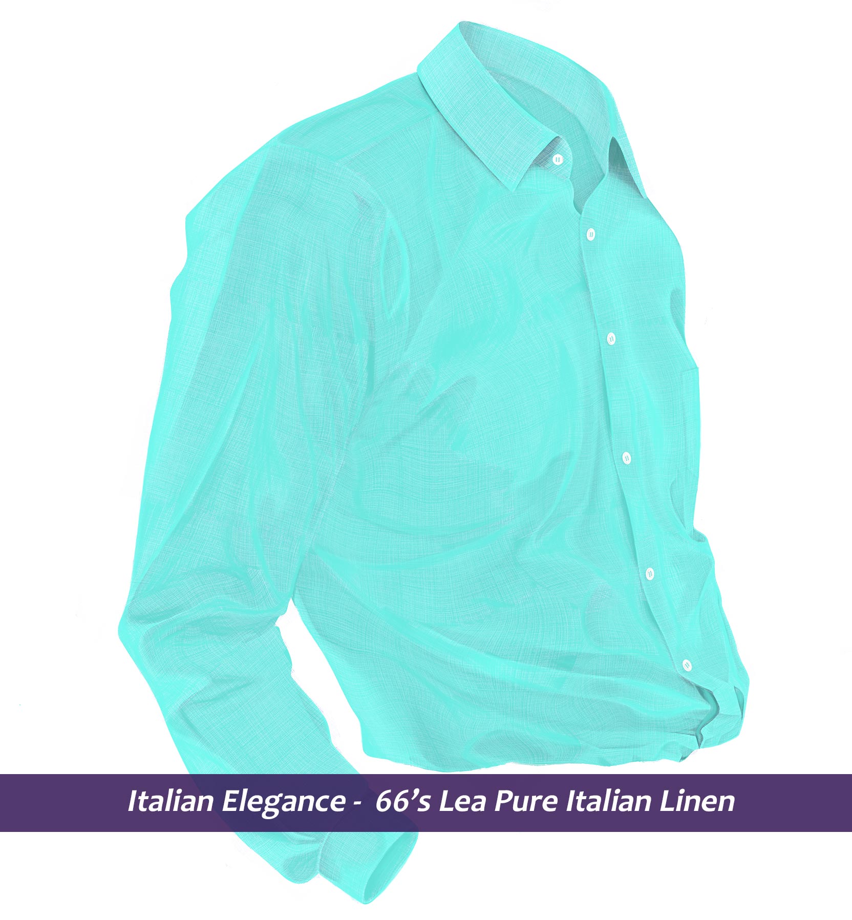 Fribourg- Turquoise Solid Linen- 66's Lea Pure Italian Linen
