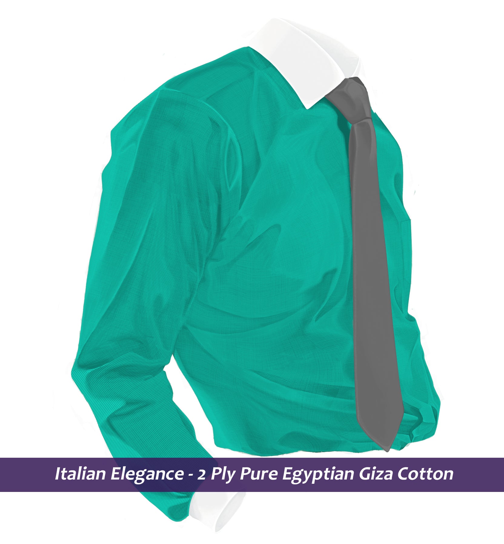 Hague- Jade Green Solid- White Collar- 2 Ply Egyptian Giza Cotton-   Delivery from 7th May