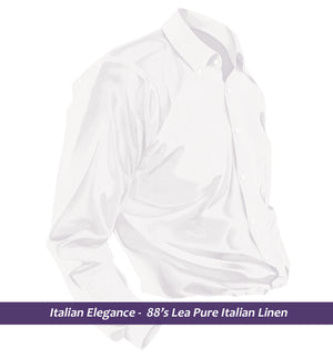 Malibu- Pristine Pure White Linen- Button Down- 88's Lea Pure Luxury Linen