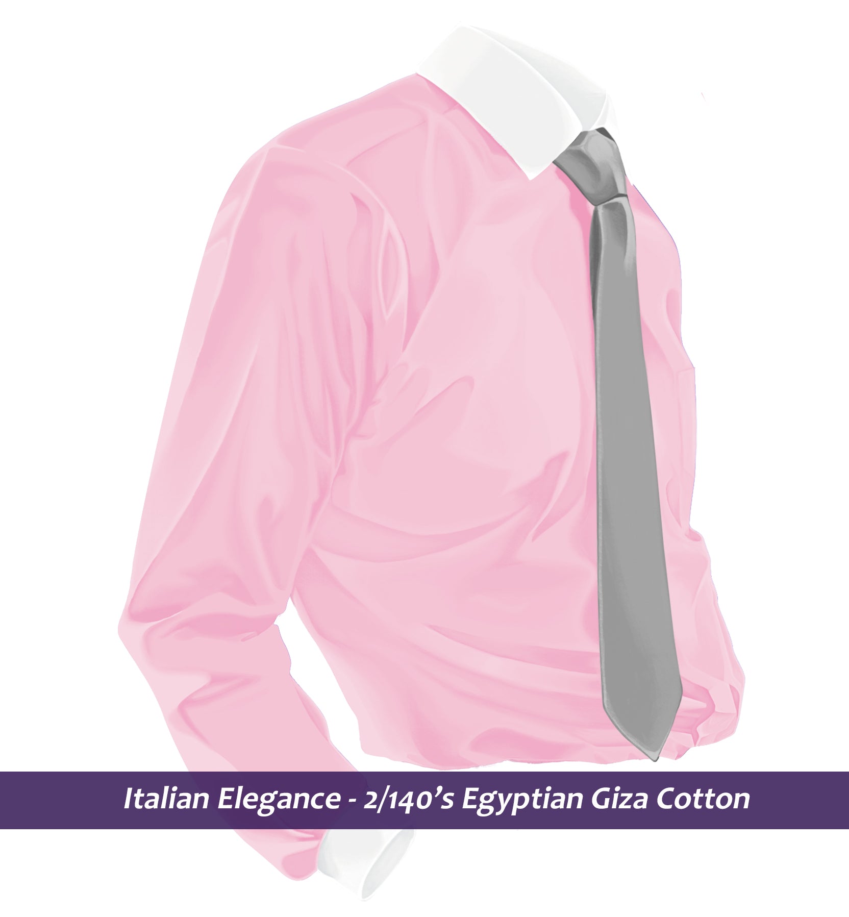 Mayfair- Flamingo Pink Solid- White Collar- 2/140 Egyptian Giza Cotton