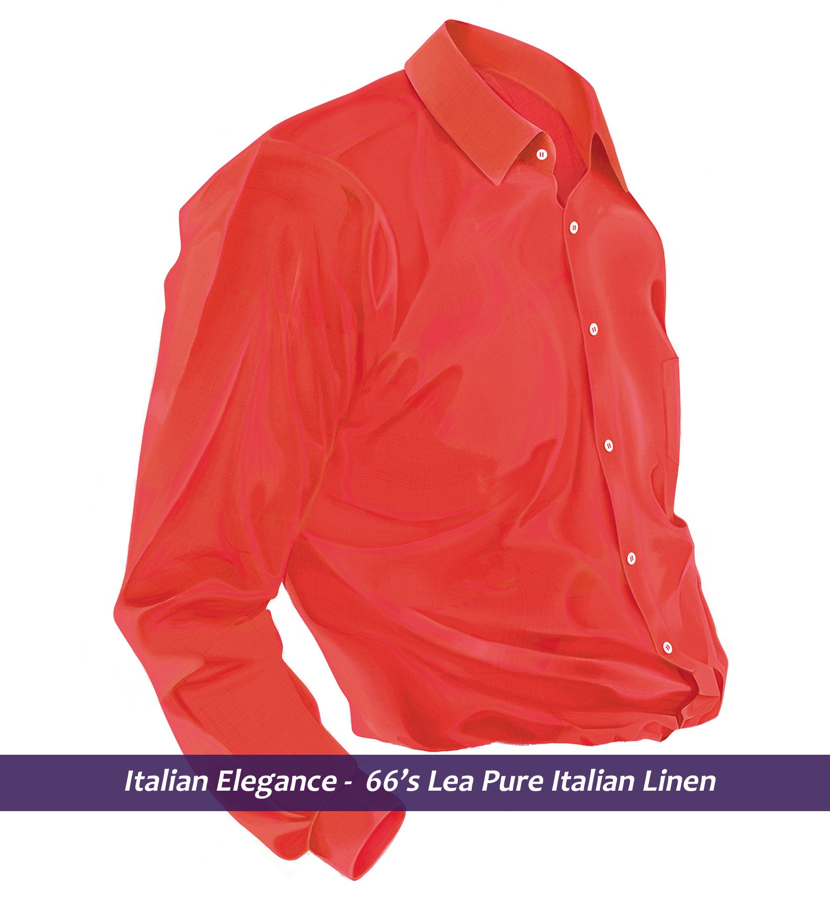 Pristina- Coral Red Solid Linen- 66's Lea Pure Luxury Linen-  Delivery from 7th May
