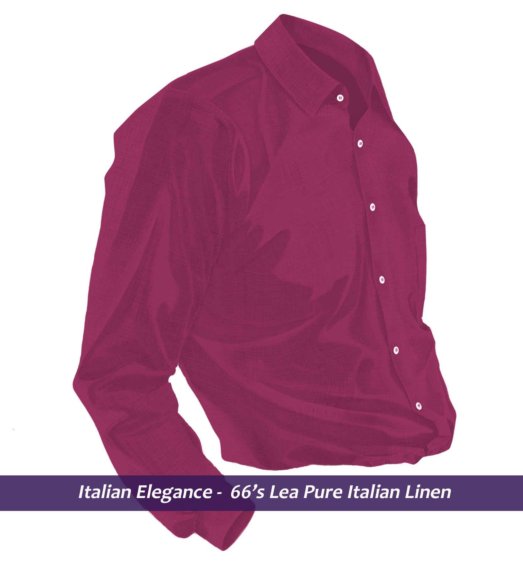 Rochelle- Magenta Solid Linen- 66's Lea Pure Italian Linen