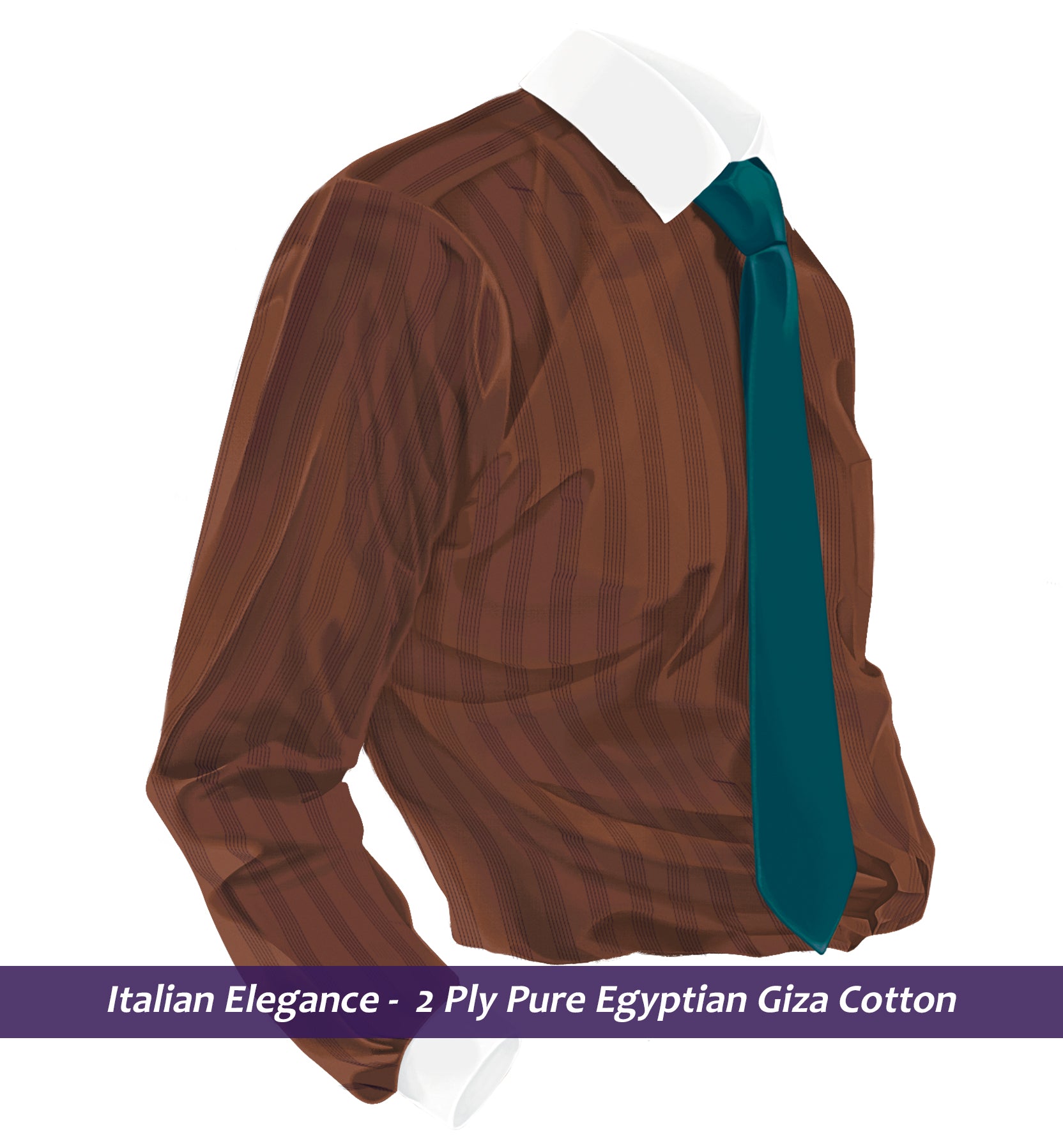 Senegal- Cinnamon Brown Stripe with White Collar