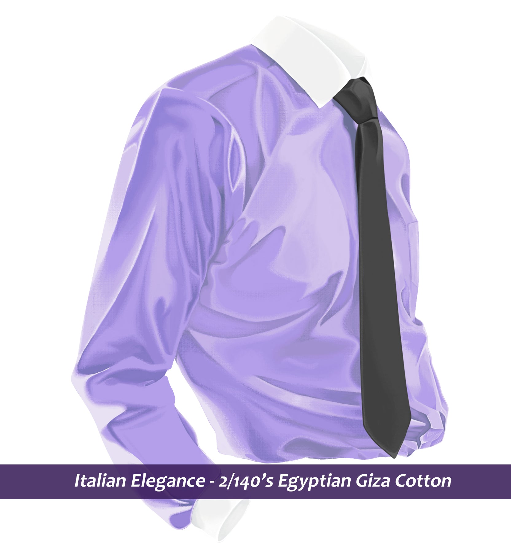 Warsaw- Amethyst Solid- White Collar- 2/140 Egyptian Giza Cotton